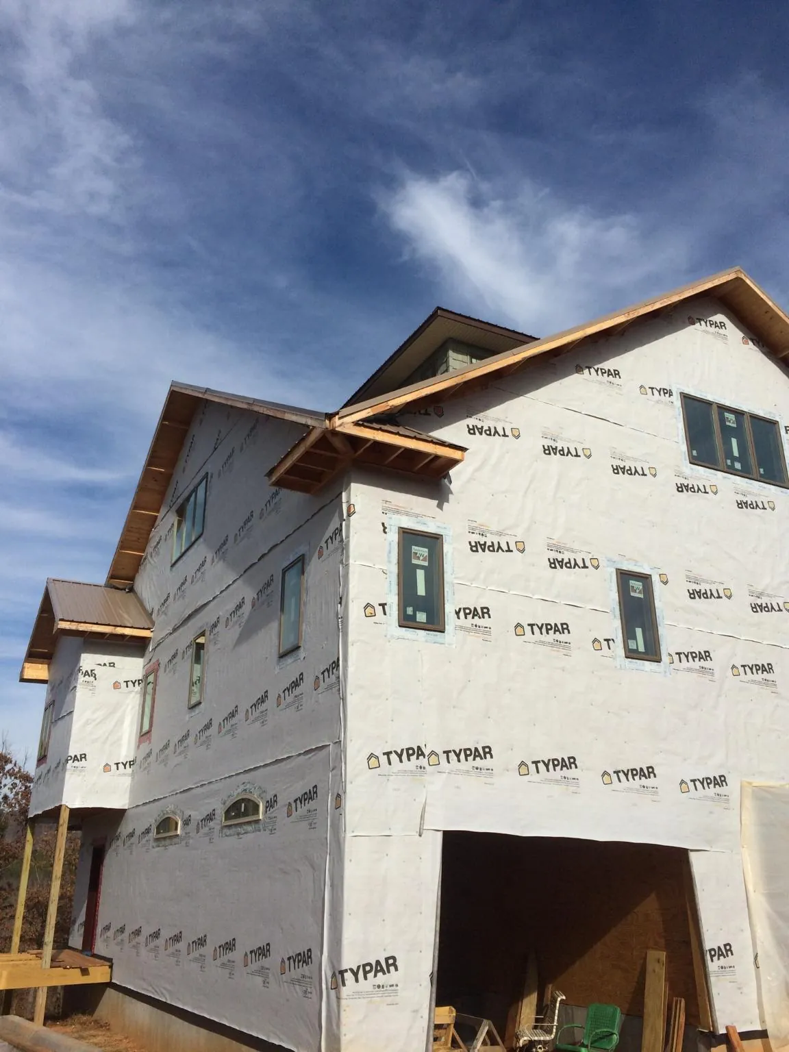 Stick built house wrapped in Typar with new roof framing and dormers in San Tan Valley